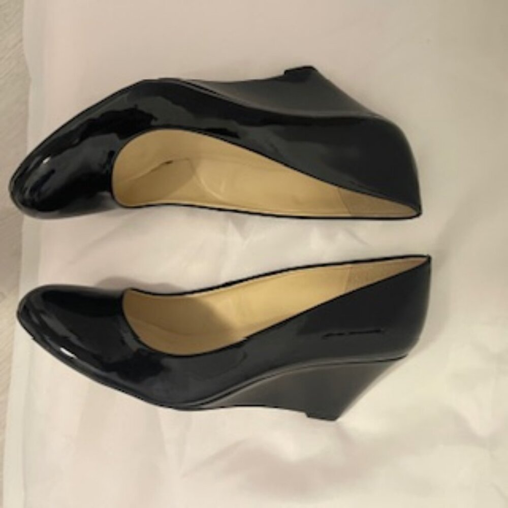 Jessica Simpson Black Patent Leather wedge 9.5M - Picture 3 of 5